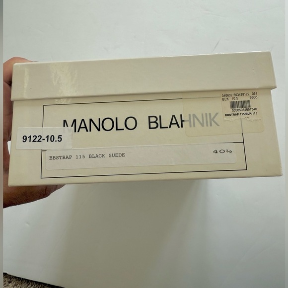 Manolo Blahnik Black Suede Leather BB Strap 115mm pointed toe pumps EU 40.5 - Picture 11 of 11